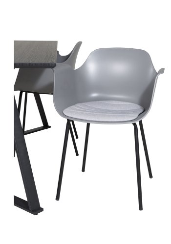 VENTURE DESIGN Marina spisebordsst, m. 4 stole - sort finer/sort metal og gr plastik/sort metal