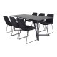VENTURE DESIGN Marina spisebordsst, m. 6 stole - sort finer/sort metal og sort stof/sort metal