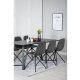 VENTURE DESIGN Marina spisebordsst, m. 6 stole - sort finer/sort metal og sort PU/sort metal