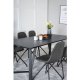VENTURE DESIGN Marina spisebordsst, m. 6 stole - sort finer/sort metal og sort PU/sort metal