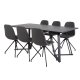 VENTURE DESIGN Marina spisebordsst, m. 6 stole - sort finer/sort metal og sort PU/sort metal