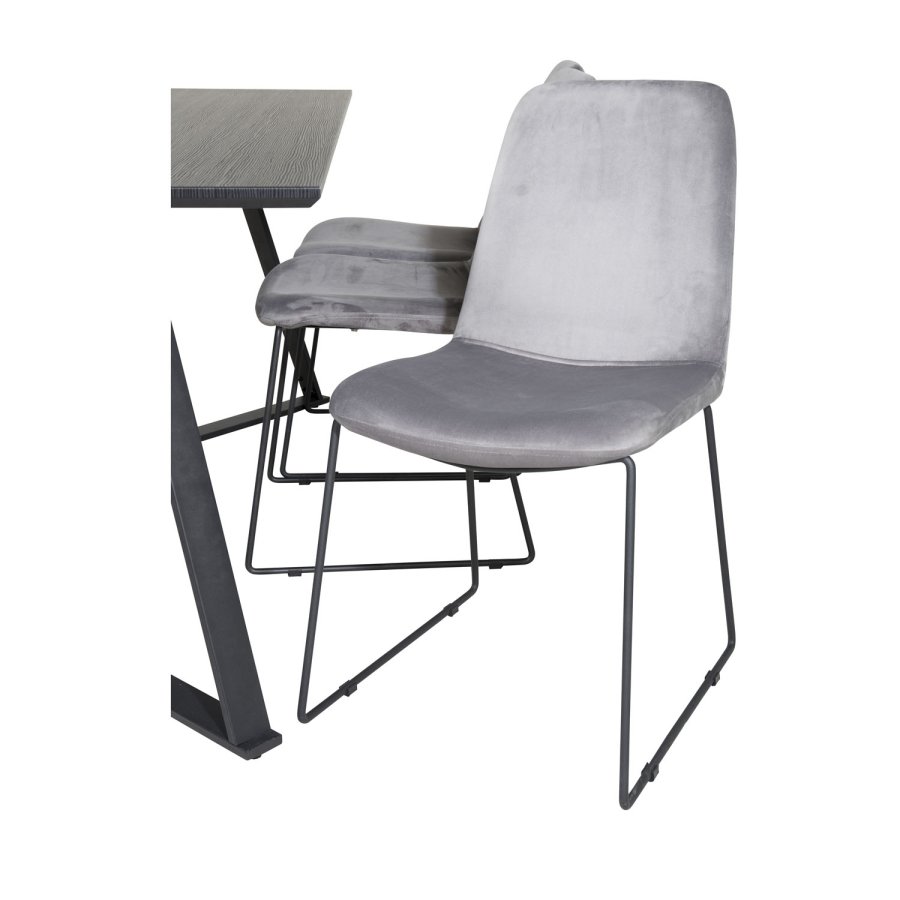 VENTURE DESIGN Marina spisebordsst, m. 6 stole - sort finer/sort metal og gr fljl/sort metal