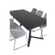 VENTURE DESIGN Marina spisebordsst, m. 6 stole - sort finer/sort metal og gr fljl/sort metal