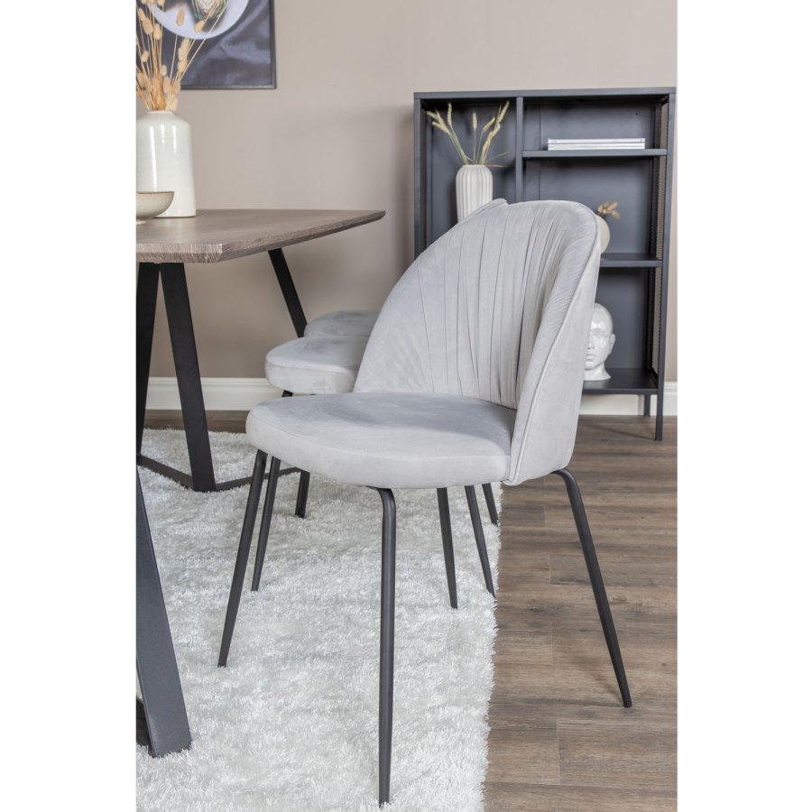 VENTURE DESIGN Marina spisebordsst, m. 6 stole - gr finer/sort metal og gr fljl/sort metal