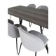 VENTURE DESIGN Marina spisebordsst, m. 6 stole - gr finer/sort metal og gr fljl/sort metal