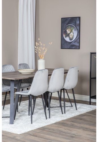 VENTURE DESIGN Marina spisebordsst, m. 6 stole - gr finer/sort metal og gr fljl/sort metal