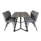 VENTURE DESIGN Marina spisebordsst, m. 6 stole - gr finer/sort metal og gr stof/sort metal