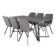 VENTURE DESIGN Marina spisebordsst, m. 6 stole - gr finer/sort metal og gr stof/sort metal