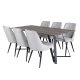 VENTURE DESIGN Marina spisebordsst, m. 6 stole - gr finer/sort metal og lysegr stof/sort metal