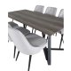 VENTURE DESIGN Marina spisebordsst, m. 6 stole - gr finer/sort metal og lysegr stof/sort metal