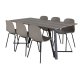 VENTURE DESIGN Marina spisebordsst, m. 6 stole - gr finer/sort metal og khaki plastik/sort metal