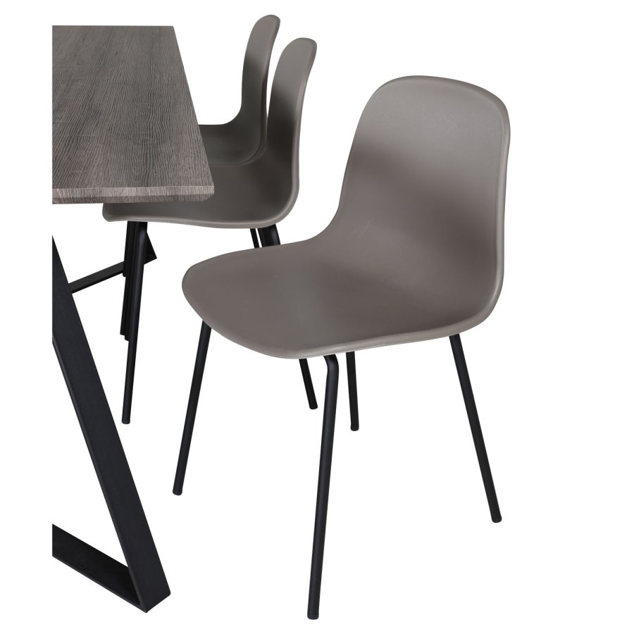 VENTURE DESIGN Marina spisebordsst, m. 6 stole - gr finer/sort metal og khaki plastik/sort metal