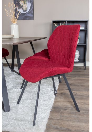 VENTURE DESIGN Marina spisebordsst, m. 6 stole - gr finer/sort metal og rd stof/sort metal