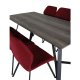 VENTURE DESIGN Marina spisebordsst, m. 6 stole - gr finer/sort metal og rd stof/sort metal