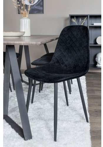 VENTURE DESIGN Marina spisebordsst, m. 6 stole - gr finer/sort metal og sort fljl/sort metal