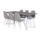 VENTURE DESIGN Marina spisebordsst, m. 6 stole - gr finer/hvid metal og gr stof/hvid metal