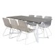 VENTURE DESIGN Marina spisebordsst, m. 6 stole - gr finer/hvid metal og hvid rattan/hvid metal