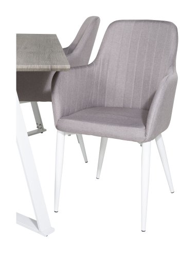 VENTURE DESIGN Marina spisebordsst, m. 4 stole - gr finer/hvid metal og gr stof/hvid metal