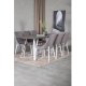 VENTURE DESIGN Marina spisebordsst, m. 6 stole - gr finer/hvid metal og gr stof/hvid metal