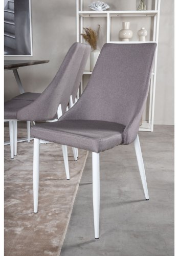 VENTURE DESIGN Marina spisebordsst, m. 6 stole - gr finer/hvid metal og gr stof/hvid metal