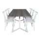 VENTURE DESIGN Marina spisebordsst, m. 6 stole - gr finer/hvid metal og hvid gummitr