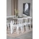 VENTURE DESIGN Marina spisebordsst, m. 6 stole - gr finer/hvid metal og hvid gummitr