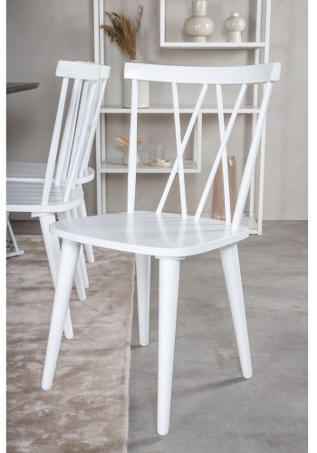 VENTURE DESIGN Marina spisebordsst, m. 6 stole - gr finer/hvid metal og hvid gummitr