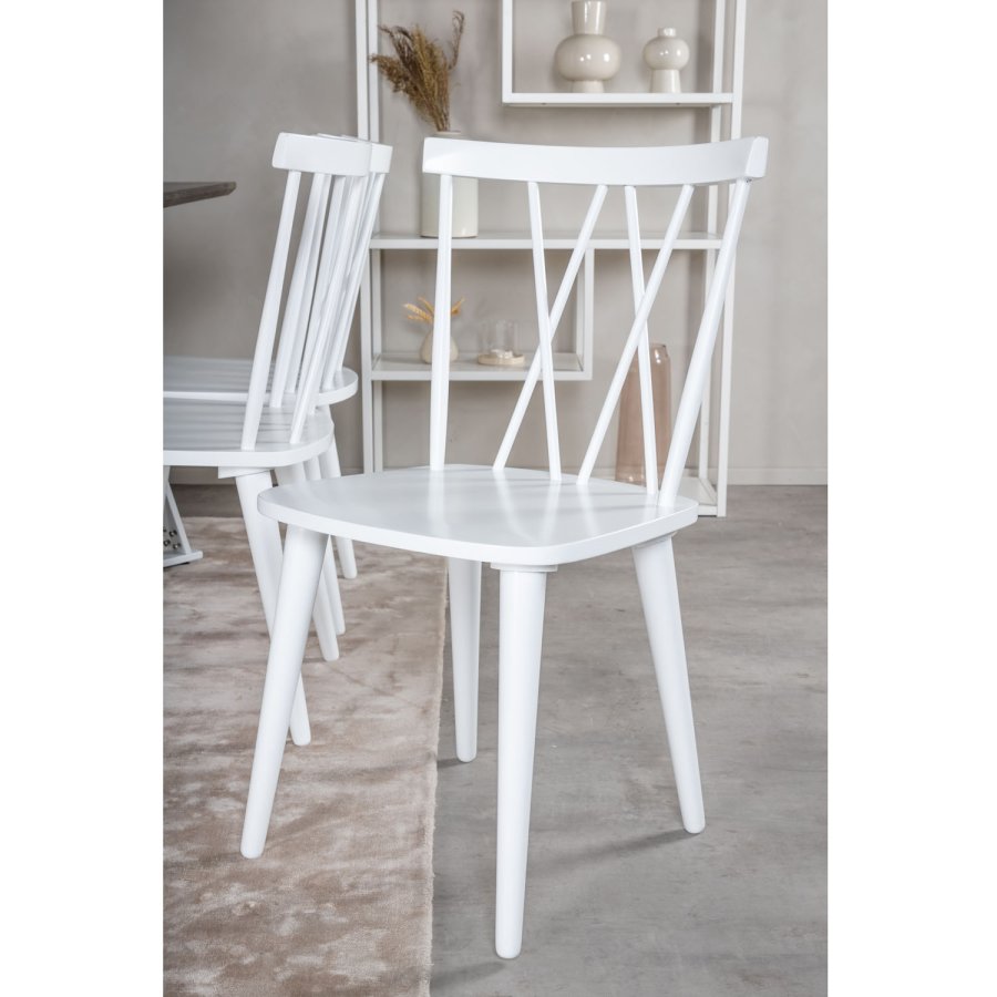 VENTURE DESIGN Marina spisebordsst, m. 6 stole - gr finer/hvid metal og hvid gummitr