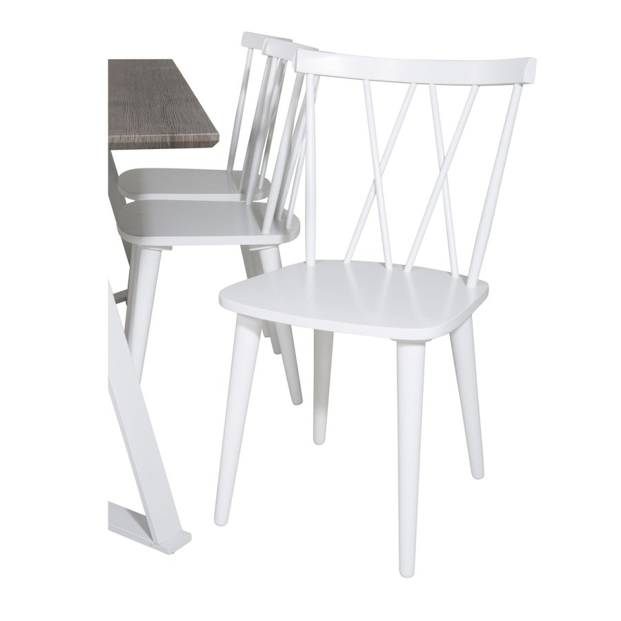 VENTURE DESIGN Marina spisebordsst, m. 6 stole - gr finer/hvid metal og hvid gummitr