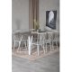 VENTURE DESIGN Marina spisebordsst, m. 6 stole - gr finer/hvid metal og gr gummitr