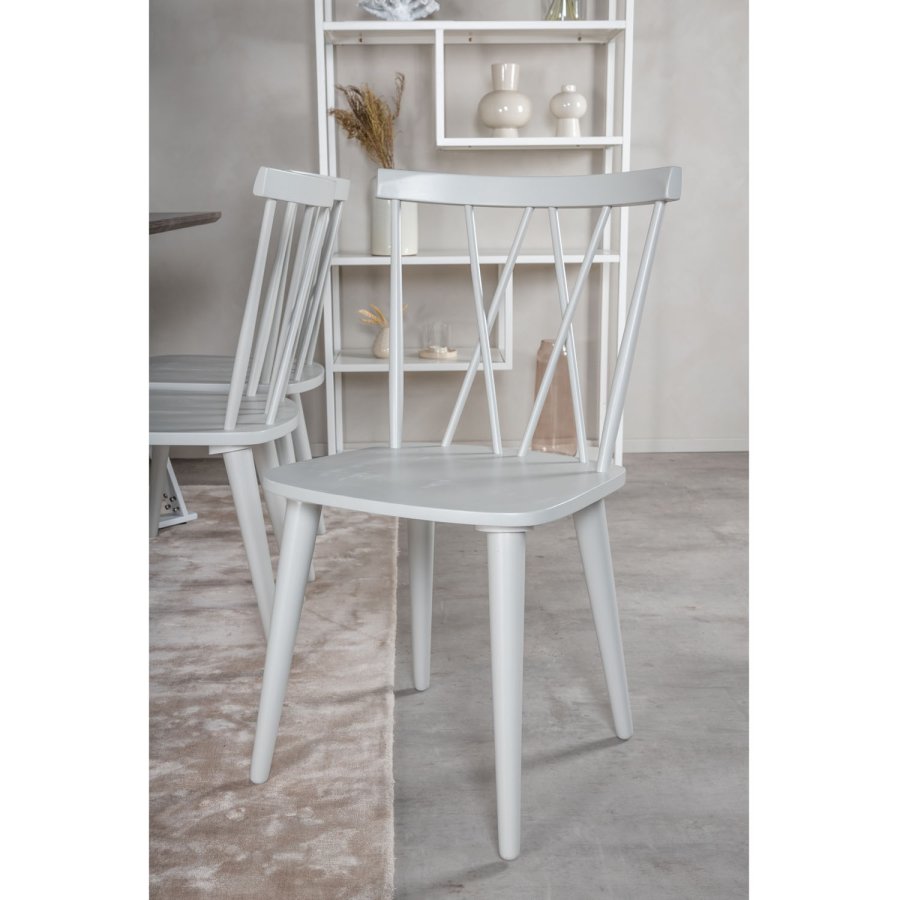 VENTURE DESIGN Marina spisebordsst, m. 6 stole - gr finer/hvid metal og gr gummitr