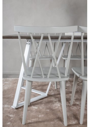 VENTURE DESIGN Marina spisebordsst, m. 6 stole - gr finer/hvid metal og gr gummitr