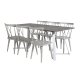 VENTURE DESIGN Marina spisebordsst, m. 6 stole - gr finer/hvid metal og gr gummitr