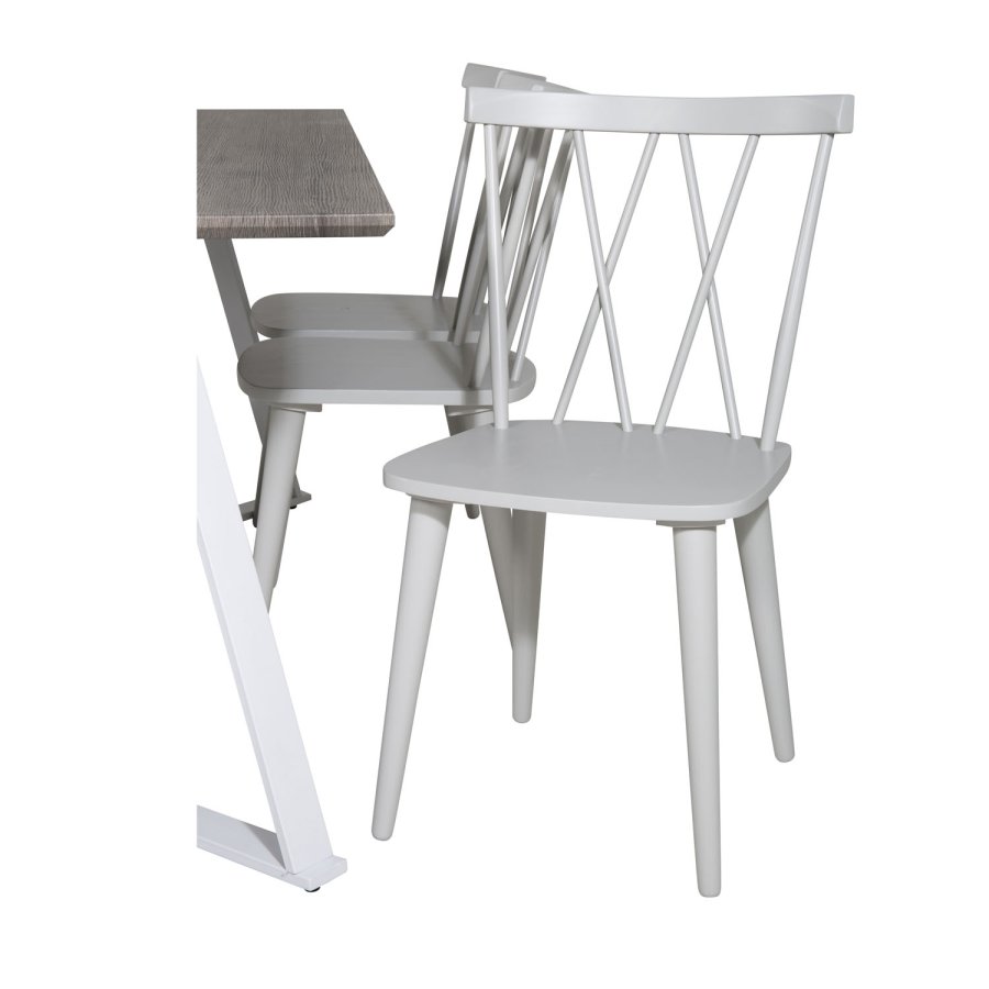 VENTURE DESIGN Marina spisebordsst, m. 6 stole - gr finer/hvid metal og gr gummitr