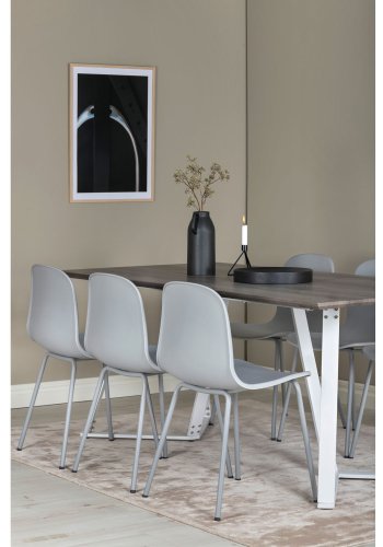 VENTURE DESIGN Marina spisebordsst, m. 6 stole - gr finer/hvid metal og gr plastik/gr metal