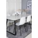 VENTURE DESIGN Estelle spisebordsst, m. 6 stole, hvid marmor/sort metal og hvid plastik/sort metal