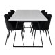 VENTURE DESIGN Estelle spisebordsst, m. 6 stole - hvid marmor/sort metal og sort fljl/sort metal