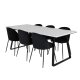 VENTURE DESIGN Estelle spisebordsst, m. 6 stole - hvid marmor/sort metal og sort fljl/sort metal
