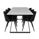 VENTURE DESIGN Estelle spisebordsst, m. 6 stole - hvid marmor/sort metal og sort stof/sort metal