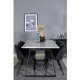 VENTURE DESIGN Estelle spisebordsst, m. 6 stole - hvid marmor/sort metal og sort stof/sort metal