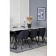 VENTURE DESIGN Estelle spisebordsst, m. 6 stole - hvid marmor/sort metal og sort stof/sort metal