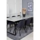 VENTURE DESIGN Estelle spisebordsst, m. 6 stole - hvid marmor/sort metal og sort stof/sort metal