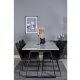 VENTURE DESIGN Estelle spisebordsst, m. 6 stole - hvid marmor/sort metal og sort stof/sort metal