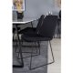 VENTURE DESIGN Estelle spisebordsst, m. 6 stole - hvid marmor/sort metal og sort stof/sort metal