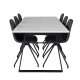 VENTURE DESIGN Estelle spisebordsst, m. 6 stole - hvid marmor/sort metal og sort PU/sort metal