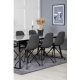 VENTURE DESIGN Estelle spisebordsst, m. 6 stole - hvid marmor/sort metal og sort PU/sort metal