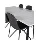 VENTURE DESIGN Estelle spisebordsst, m. 6 stole - hvid marmor/sort metal og sort PU/sort metal