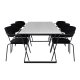VENTURE DESIGN Estelle spisebordsst, m. 6 stole - hvid marmor/sort metal og sort fljl/sort metal