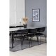 VENTURE DESIGN Estelle spisebordsst, m. 6 stole - hvid marmor/sort metal og sort fljl/sort metal