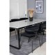 VENTURE DESIGN Estelle spisebordsst, m. 6 stole - hvid marmor/sort metal og sort fljl/sort metal